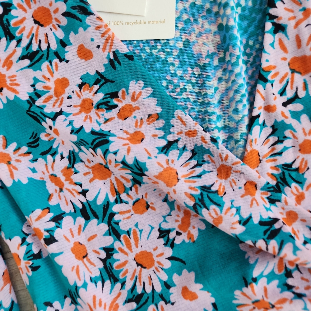 Diane Von Furstemberg Siera Reversible Mesh Topin Small Vintage Daisies Pink - Picture 13 of 15